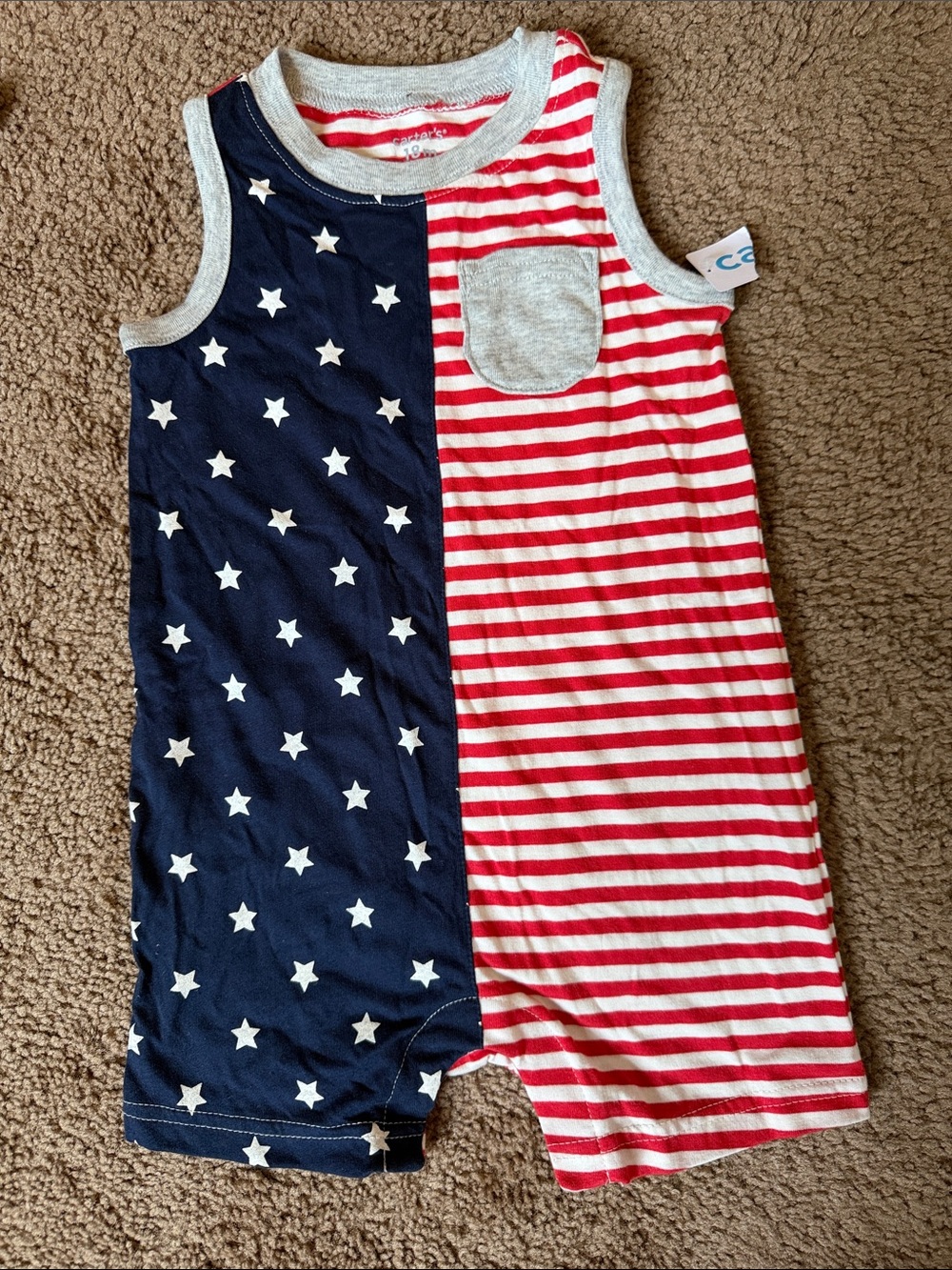 Patriotic Stars & Stripes Baby Romper - Red, White & Navy - 4th of July outfit